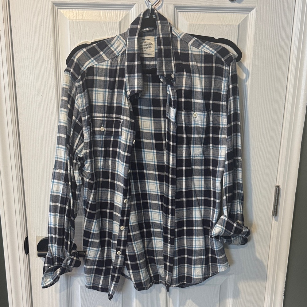 Men's Plaid Button-Down Shirt in Black & White